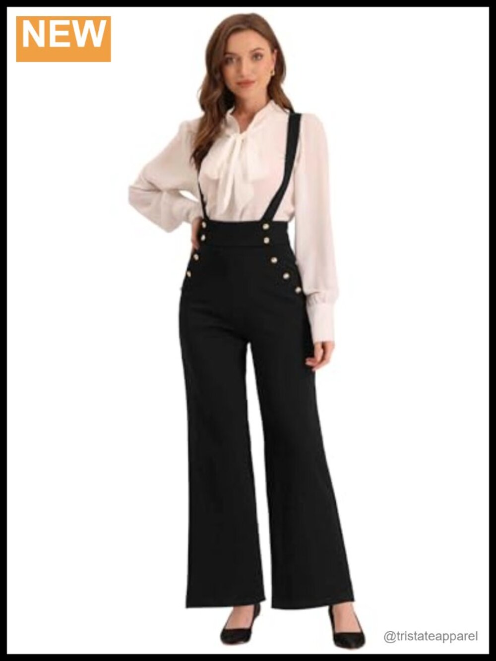 Adjustable Strap Wide Leg Jumpsuit High Waist Business Casual Sleeveless
